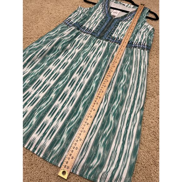 J. JILL Embroidered Ikat Dress Dark Spearmint Size XSP - Picture 7 of 9